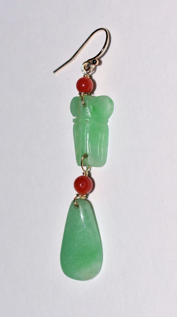 Vintage Chinese 14K Gold Rich Apple Green Jadeite… - image 5