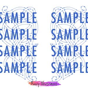 May include: A digital illustration of the word "SAMPLE" repeated four times in a blue font. The word is surrounded by a blue, abstract, geometric design.