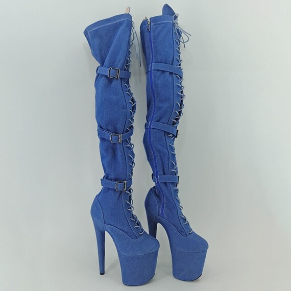 Stivali in denim alti fino alla coscia da pollici EU 38