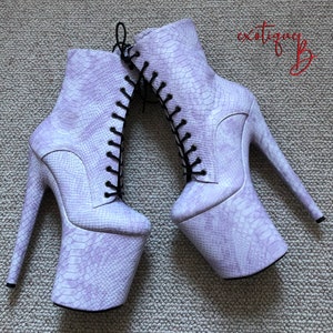 Snake Print Exotic Pole Dance Shoes/Pole Dancing Ankle Boots - 8 inch