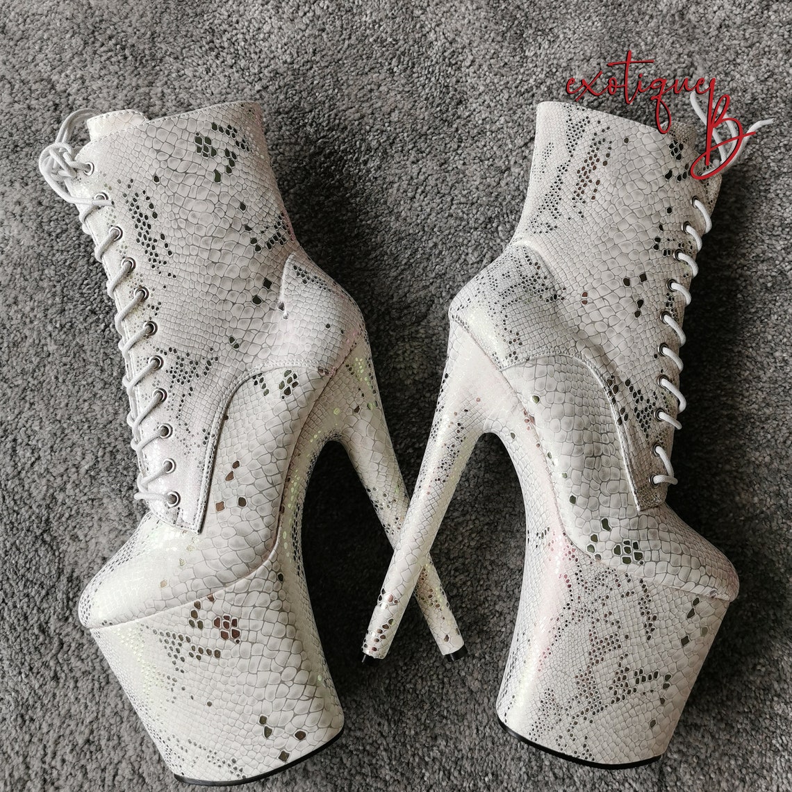 Snake Print Exotic Pole Dance Shoes/pole Dancing Ankle Boots Etsy
