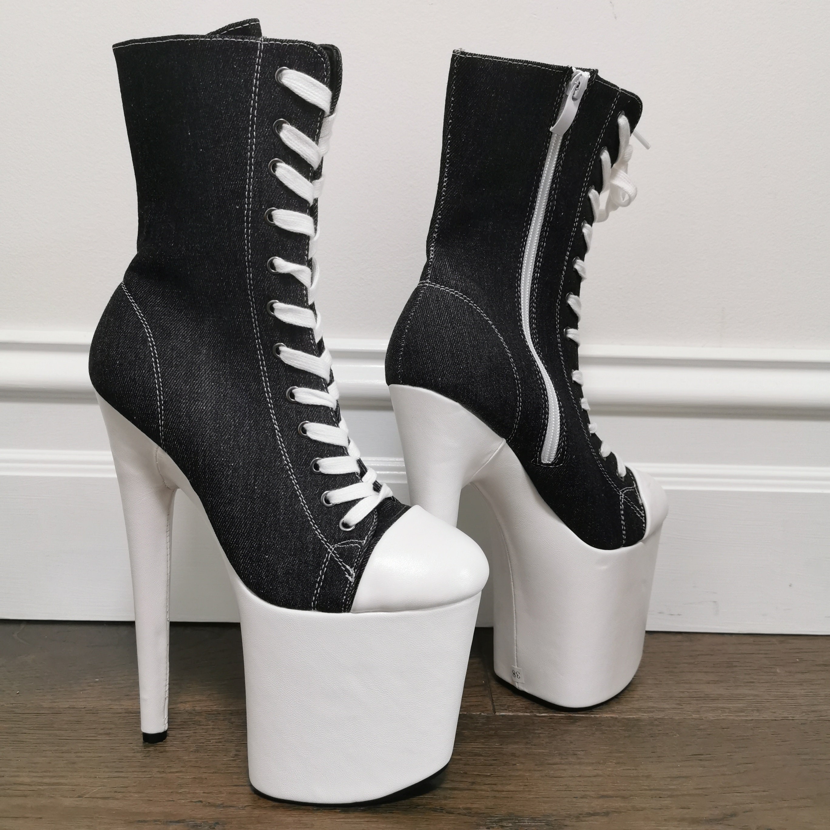 8 Inch Black Sneaker Exotic Pole Dance Ankle Boots Size EU38 Etsy UK