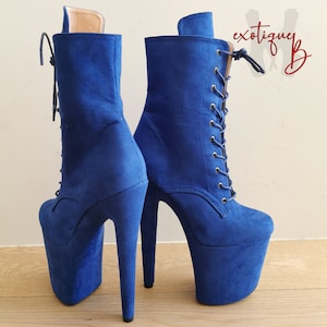 Faux Suede Exotic Pole Dancing Ankle Boots - 8 inch