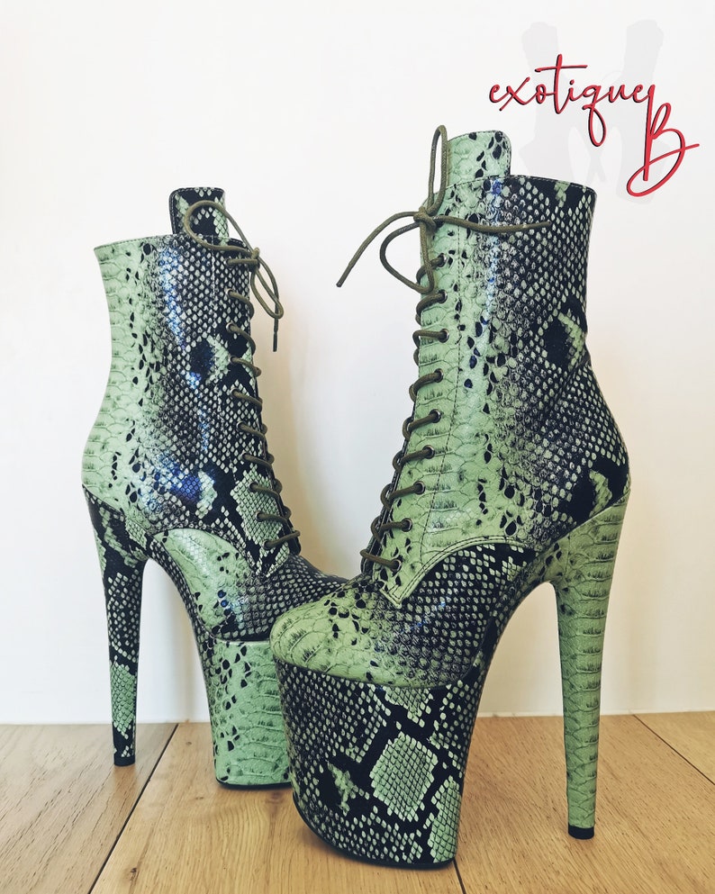 Snake Print Exotic Pole Dance Shoes/pole Dancing Ankle Boots Etsy