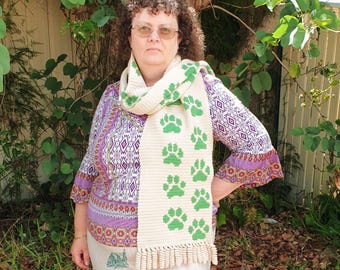 CROCHET PATTERN Puppy Paws Scarf, tapestry or intarsia crochet - PDF file Digital Download