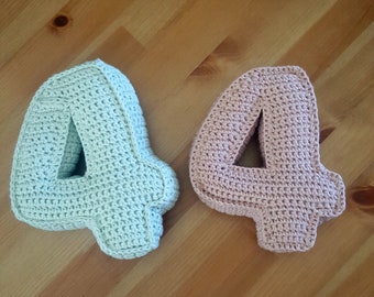 Number Four, Crochet Numbers, 3D, soft numerals, great for milestone markers and photo props