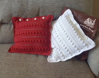 String of Pearls Cushion Cover, approximately 38cm (15") square, available in White or Christmas Red