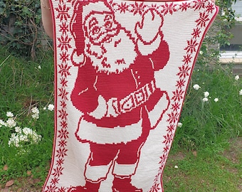 Mosaic CROCHET PATTERN Santa, Christmas blanket, Digital Download PDF Files