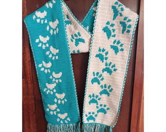 Crochet Pattern Kitten Kapers Scarf, Mirror Mosaic Crochet - PDF file Digital Download