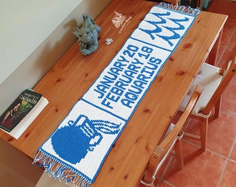 Mosaic CROCHET PATTERN Aquarius Table Runner, temperature blanket, Digital Download PDF Files