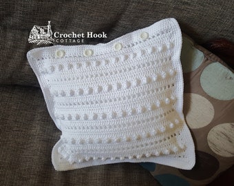 String of Pearls Cushion Cover: Crocheted Bobble Stitch Pillow Cover