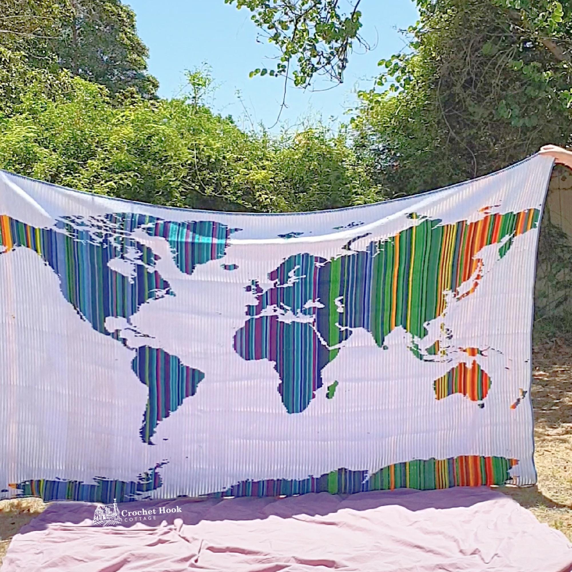 Crochet Pattern Planet Earth Blanket, temperature blanket pattern, overlay mosaic crochet pattern, Digital Download PDF Files