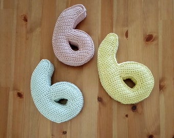 Number Six, Crochet Numbers, 3D, soft numerals, mostly freestanding, great for milestone markers and photo props