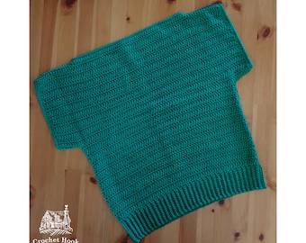 Ladies Tee Top: Crocheted Cotton 1980s style Retro Boatneck Shirt