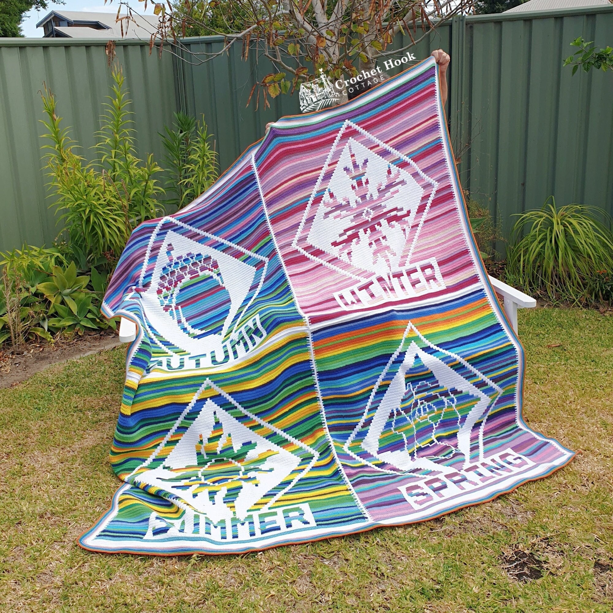 28 Crochet Temperature Blanket Patterns with Squares, Stripes, Hexagons 19 Crochet Pattern Four Seasons Temperature Blanket