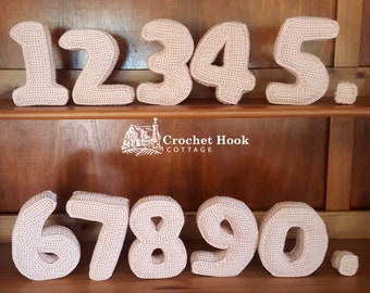 CROCHET PATTERN 3D numbers 0 - 9, soft crochet numbers, PDF file digital download