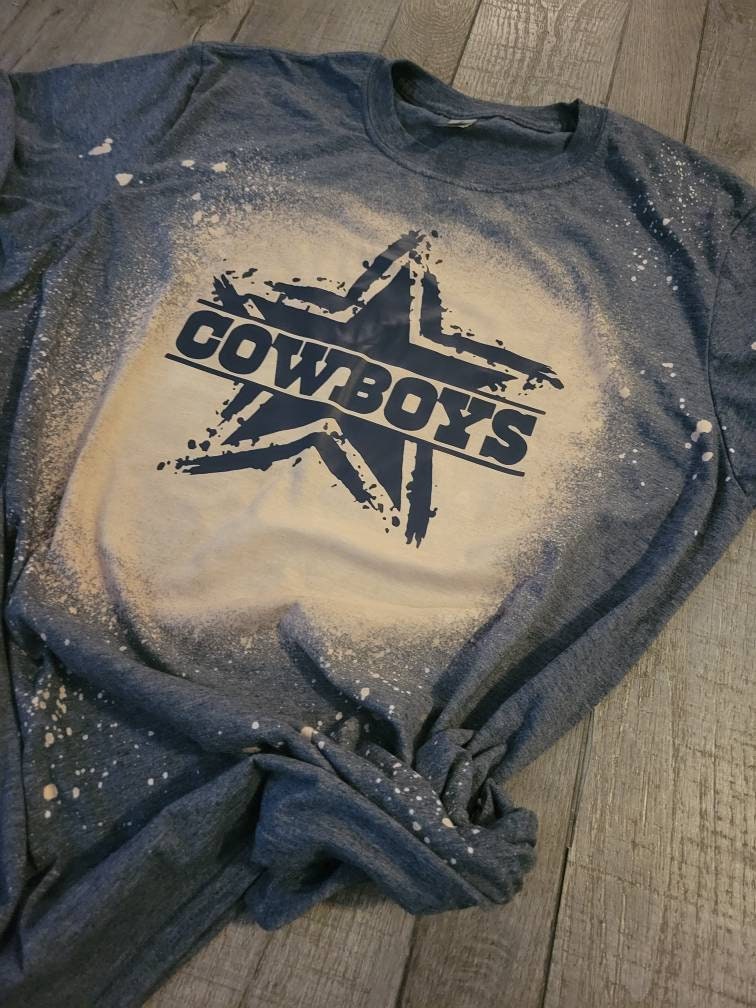 Unisex Dallas Cowboys - Skyline Custom Bleached T-Shirt Small / Silver
