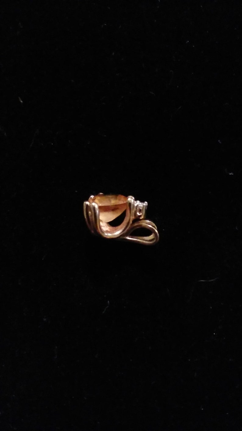 14k gold citrine diamond pendant