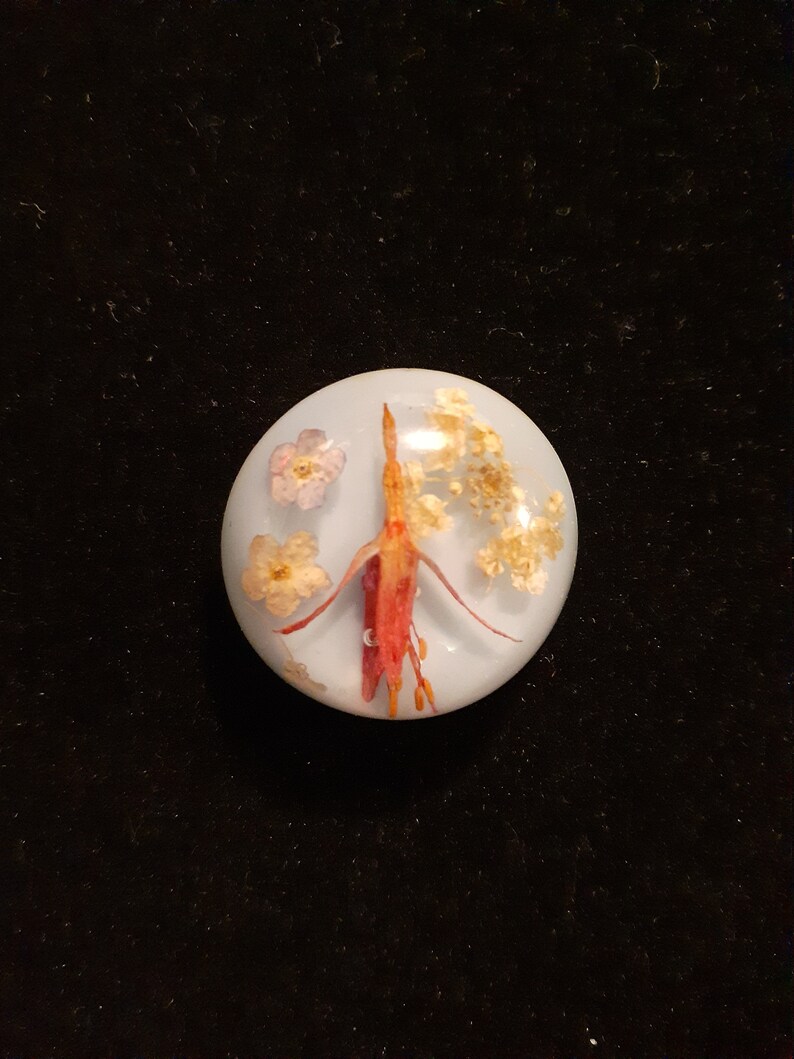 Vintage pressed flower brooch
