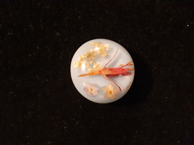Vintage pressed flower brooch
