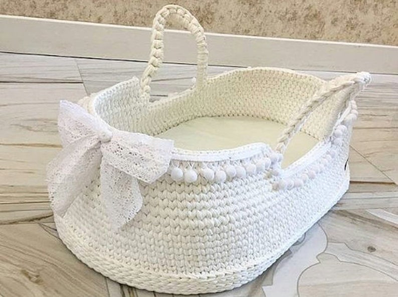 Baby Moses Basket & Blanket Crochet Nursery Decor Etsy