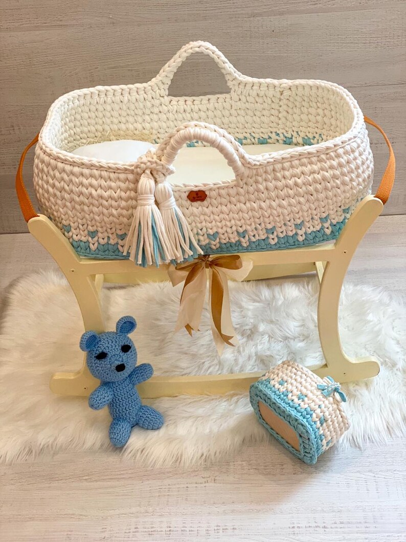 Baby Moses Basket in Light Blue Newborn Baby Carrier Baby Etsy
