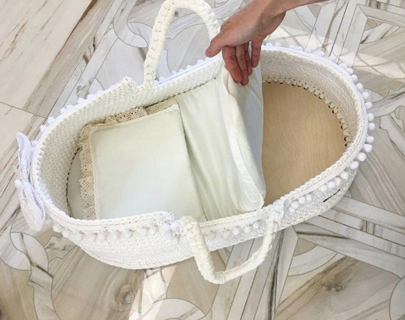 Baby Moses Basket & Blanket Crochet Nursery Decor Etsy