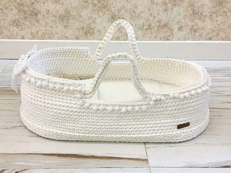 Baby Moses Basket & Blanket Crochet Nursery Decor Etsy