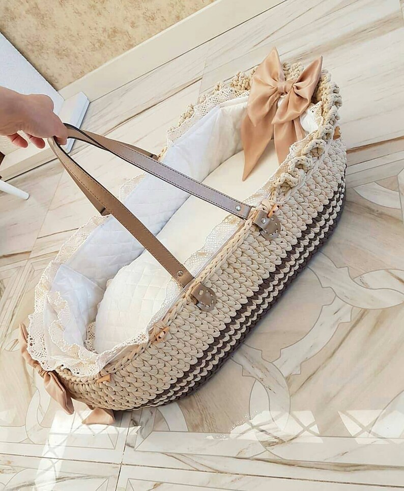 Deluxe Moses Basket Luxury With Leather Handle Etsy