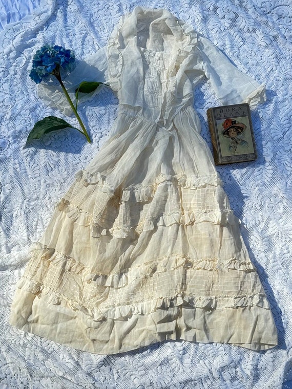 Antique 1910's linen tea dress