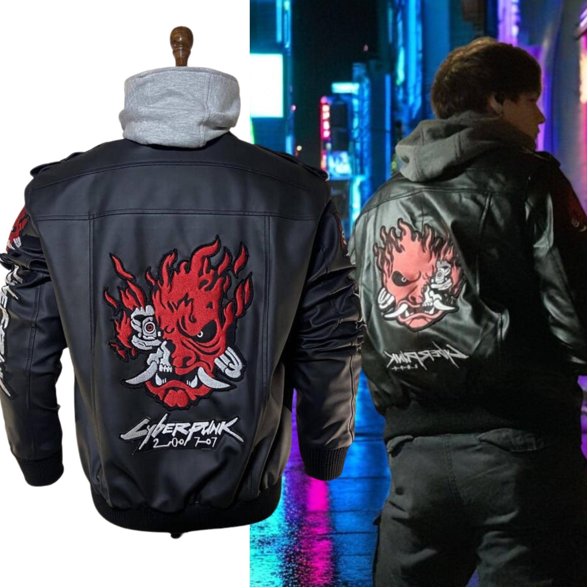 VR × CYBERPUNK LEATHER BOMBER 白かっ JACKET
