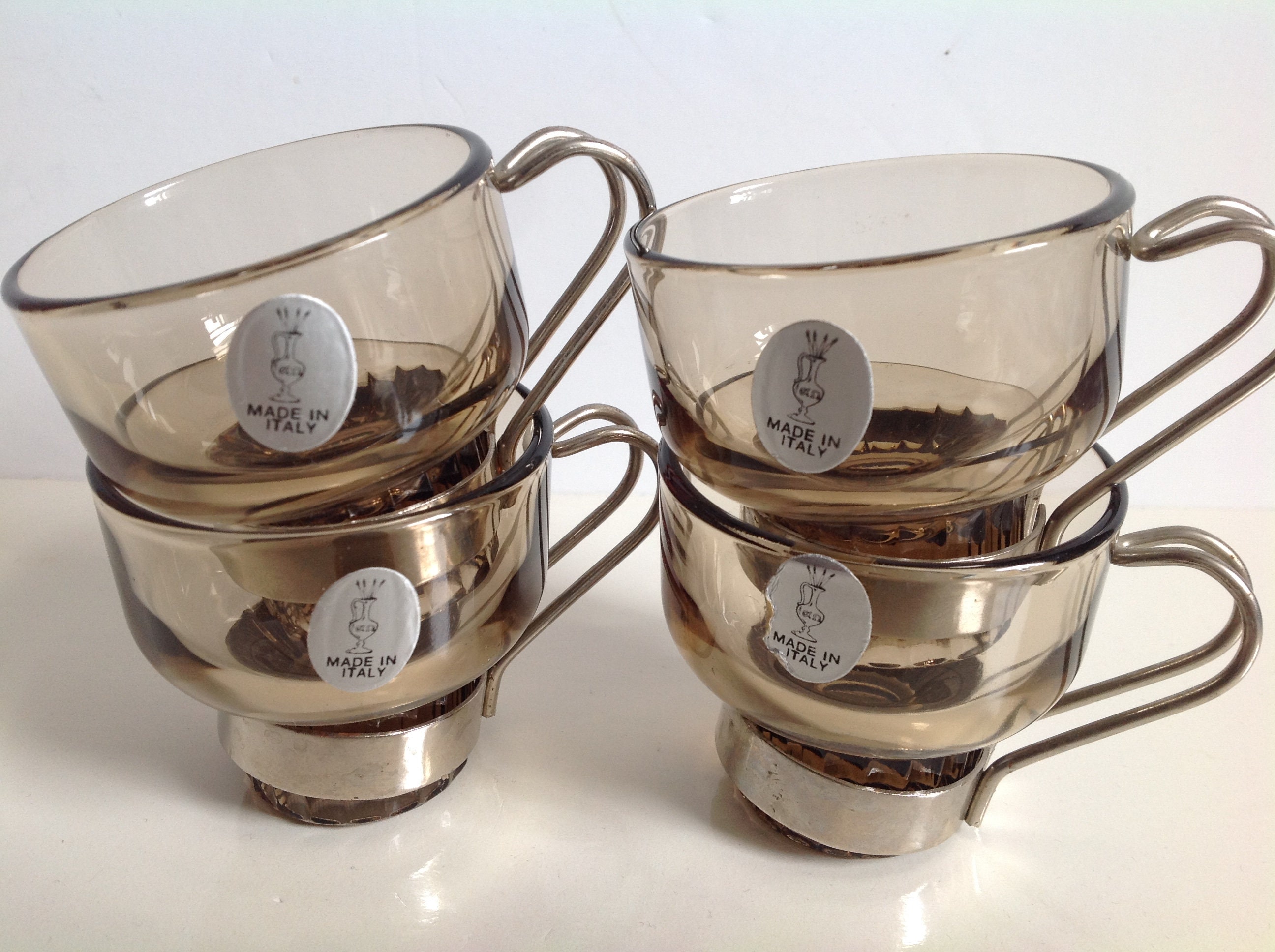 5 tasses à café en verre italiennes fumées Gondolo | Selency