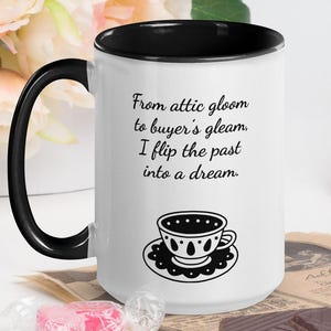 Reselling Poem Mug. White with Black Inside. 15oz. Pretty Reseller affirmation inspiration Coffee Cup.