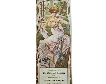 Vintage 70s Carpenter Organs Bookmark deco Evergreen Press 1800s Brattleboro, VT