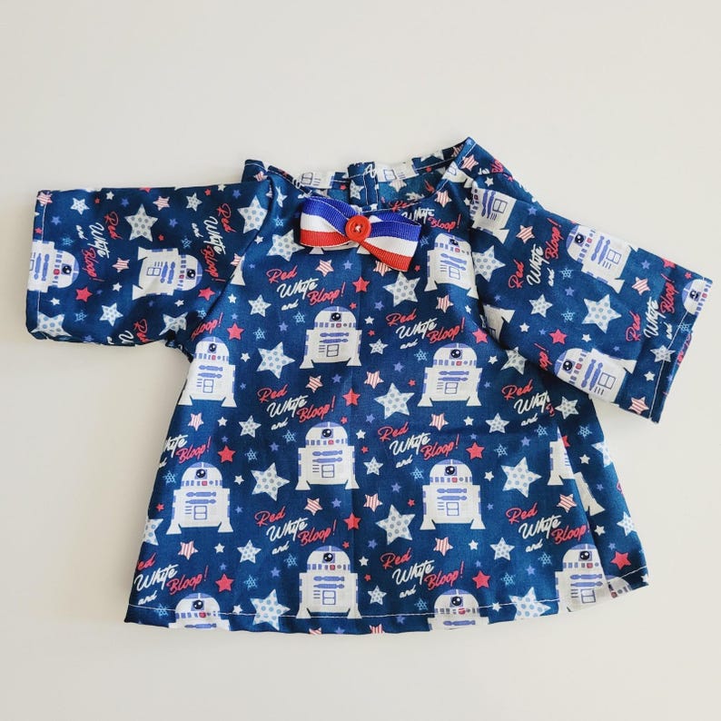 Fourth of July Outfit for 11" Baby Yoda Mattel Grogu plush Dolls- R2-D2, Bowtie. afbeelding 3