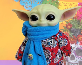 Grogu Doll Sugar Skull Outfit & Scarf (11" Mattel Child)