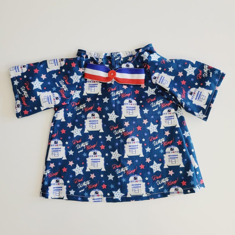 Fourth of July Outfit for 11" Baby Yoda Mattel Grogu plush Dolls- R2-D2, Bowtie. zdjęcie 4