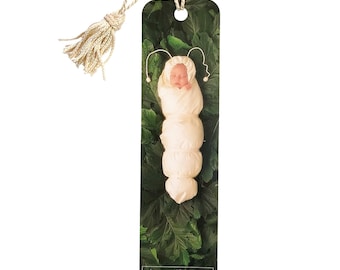 Marcapáginas vintage de los años 90 con borla de oruga bebé - Anne Geddes 1996 Antioch KBO-13382