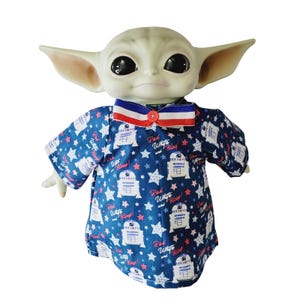 Fourth of July Outfit for 11" Baby Yoda Mattel Grogu plush Dolls- R2-D2, Bowtie. zdjęcie 1