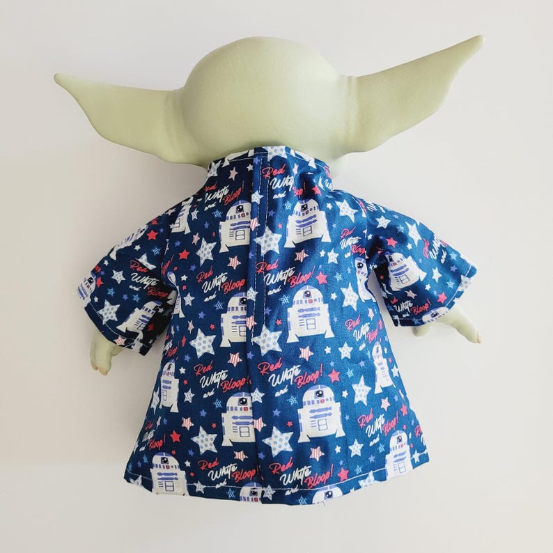 Fourth of July Outfit for 11" Baby Yoda Mattel Grogu plush Dolls- R2-D2, Bowtie. zdjęcie 3