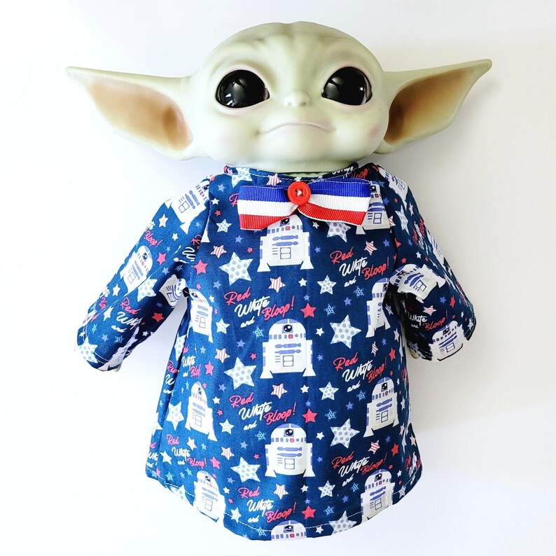4th of July Outfit for 11" Grogu Baby Yoda Mattel Grogu plush Dolls, R2-D2 Bloop image 2