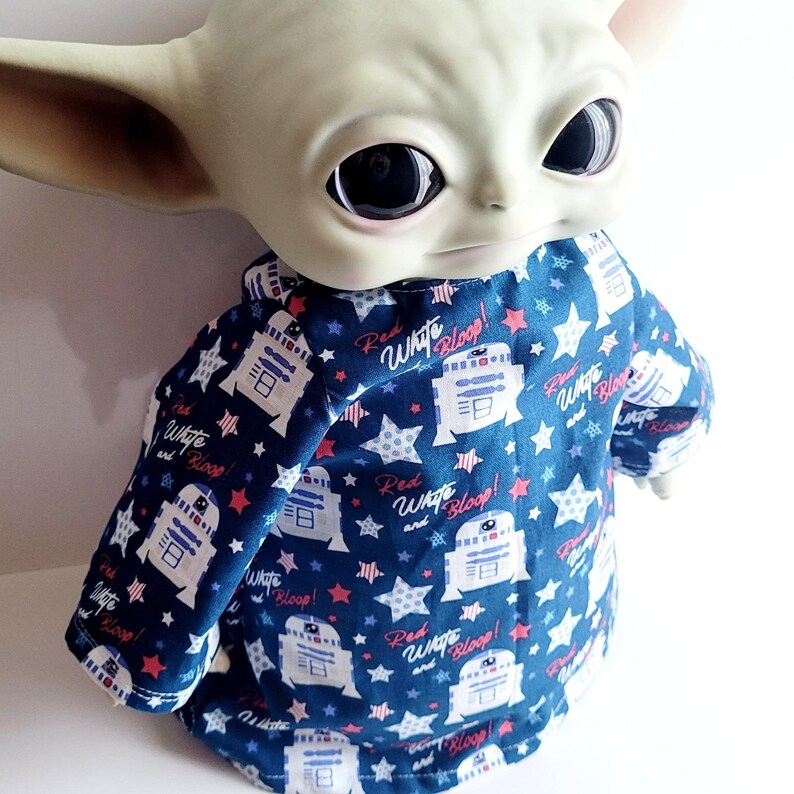 Conjunto para el Día de la Independencia para Baby Yoda de 28 cm (11") - Muñecos de peluche Grogu de Mattel - R2-D2 Bloop imagen 3