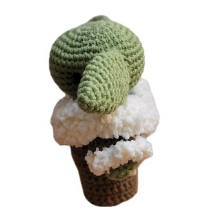 Large 10" Amigurumi Crochet Baby Yoda Plush Art Doll Handmade Folk Alien Child image 13