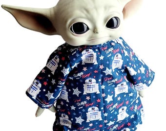 July 4th Outfit for 11" Baby Yoda Mattel Grogu plush Dolls, R2-D2 red white blue