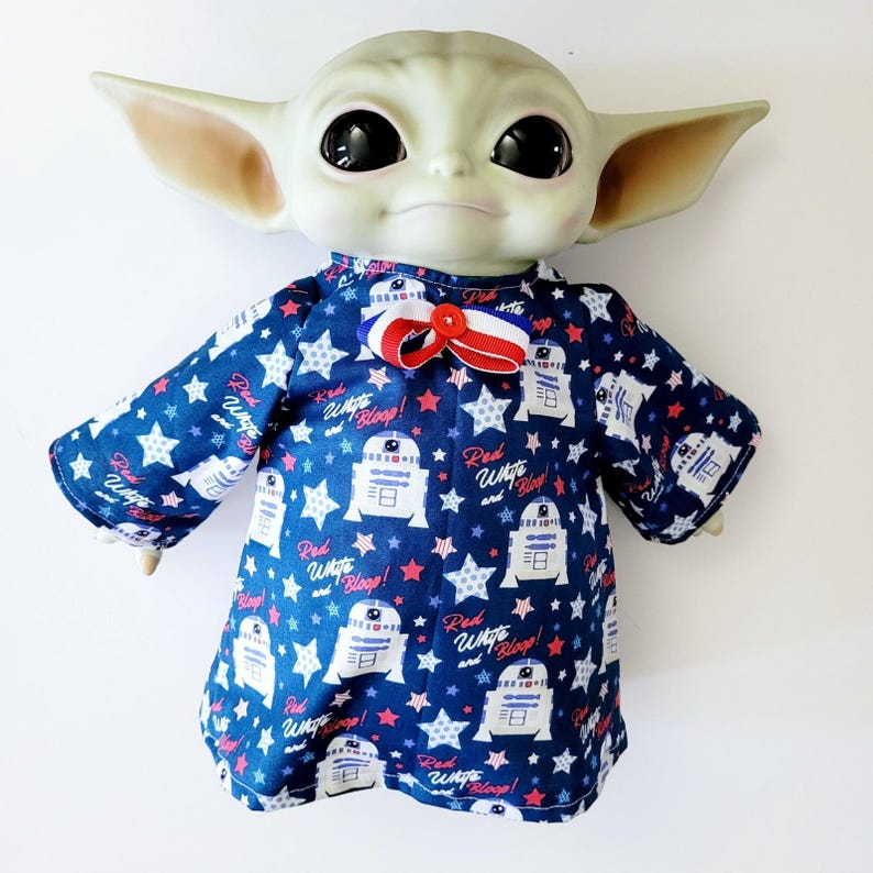 Fourth of July Outfit for 11" Baby Yoda Mattel Grogu plush Dolls- R2-D2, Bowtie. image 2