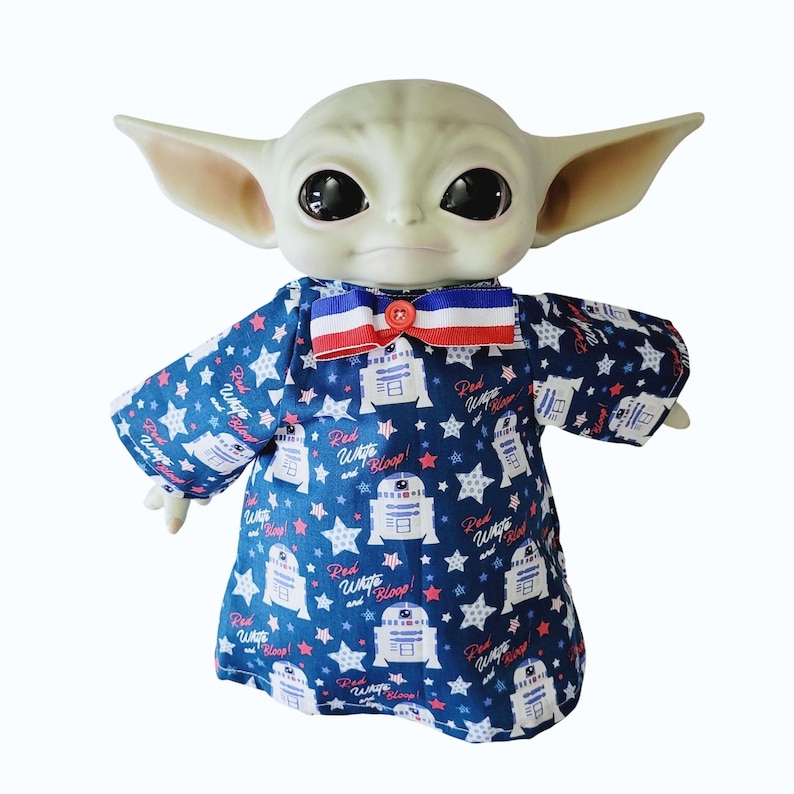 4th of July Outfit for 11" Grogu Baby Yoda Mattel Grogu plush Dolls, R2-D2 Bloop Bild 1