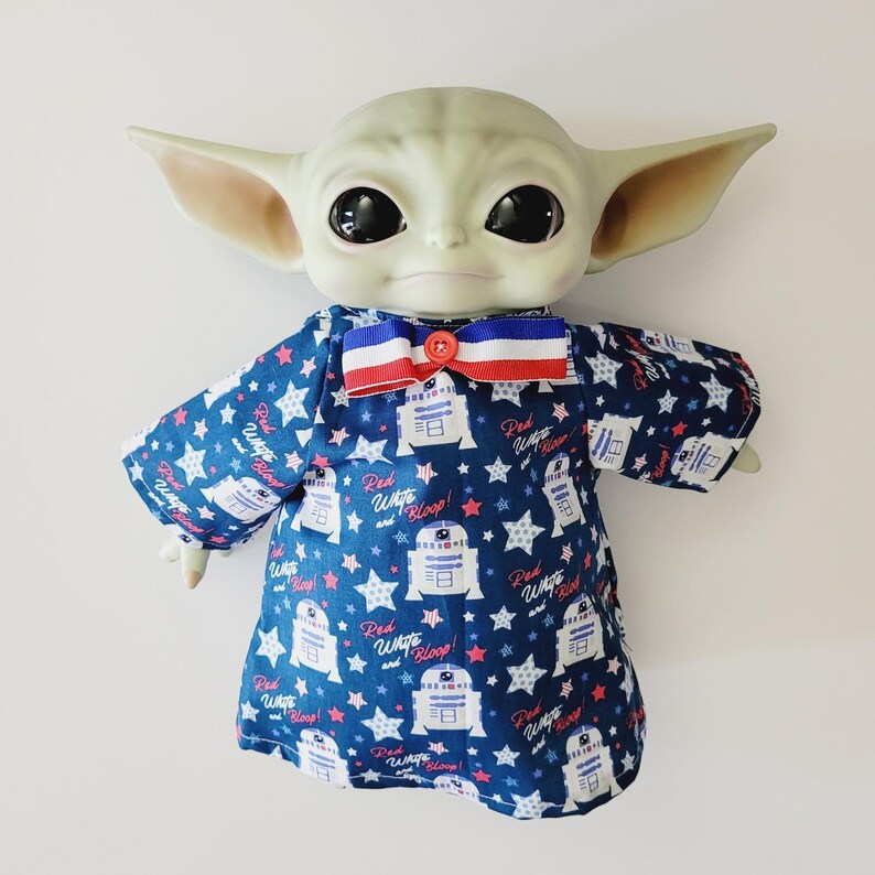 4th of July Outfit for 11" Grogu Baby Yoda Mattel Grogu plush Dolls, R2-D2 Bloop Bild 2