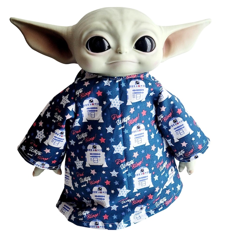 4th of July Outfit for 11" Grogu Baby Yoda Mattel Grogu plush Dolls, R2-D2 Bloop image 1