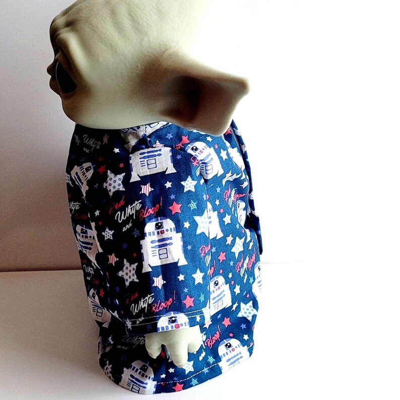 July 4th Outfit for 11" Baby Yoda Mattel Grogu plush Dolls, R2-D2 red white blue image 3