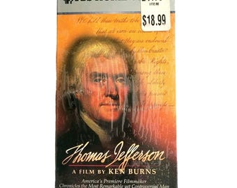 Caja recopilatoria de cintas VHS de la serie "Thomas Jefferson History" de PBS de los años 90, presentada por Ken Burns en 1996 (SELLADA).